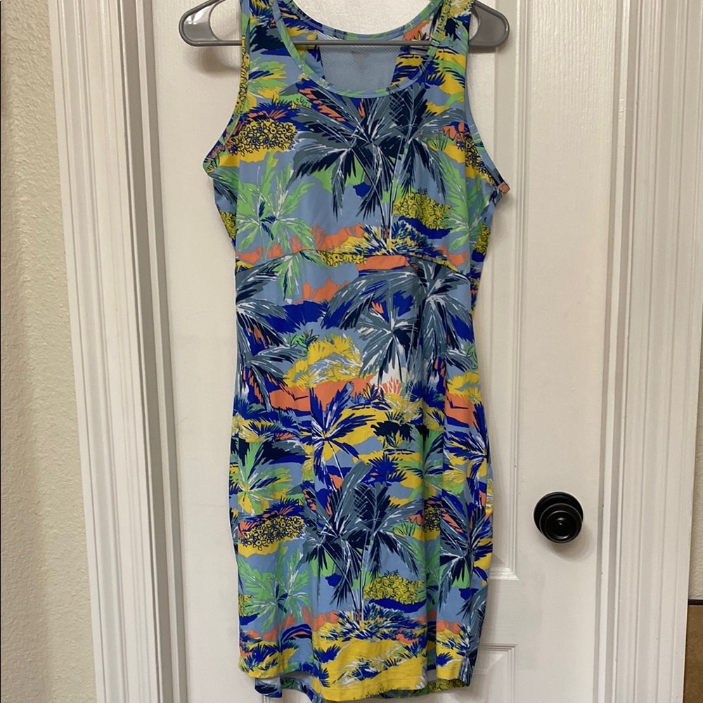 Tropical Print Sleeveless Dress